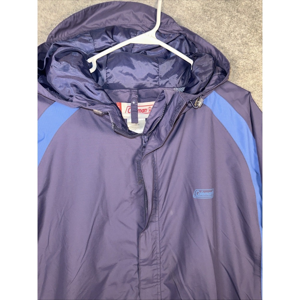 Coleman 2XL Men's Rain Wind Breaker Blue Oversized‎ Hooded